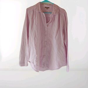 Lilla P pink gauzy button down shirt Small
